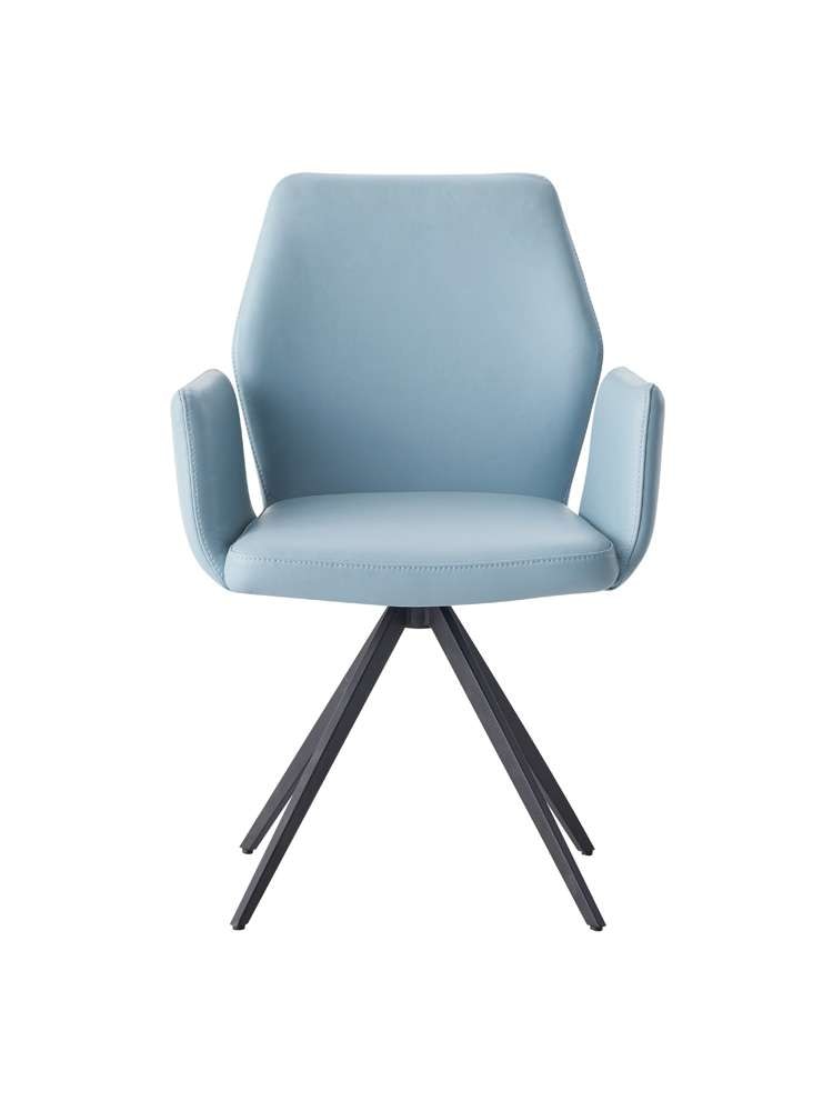 ACME Furniture - Segismunda Side Chair w/Swivel - Light Blue Leather & Black - DN02403 veiw 3