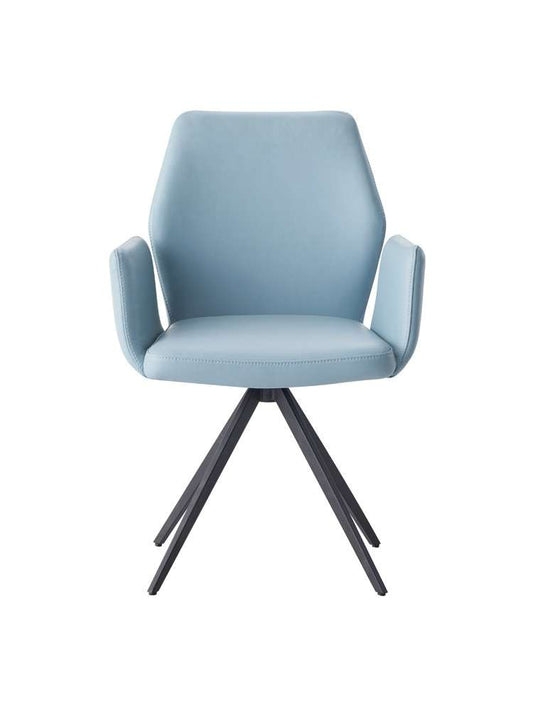 ACME Furniture - Segismunda Side Chair w/Swivel - Light Blue Leather & Black - DN02403 veiw 3
