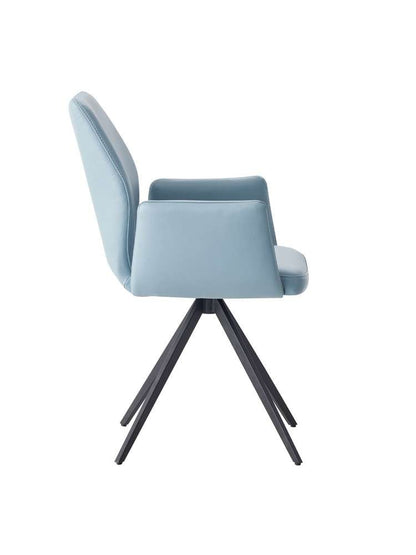 ACME Furniture - Segismunda Side Chair w/Swivel - Light Blue Leather & Black - DN02403 veiw 4