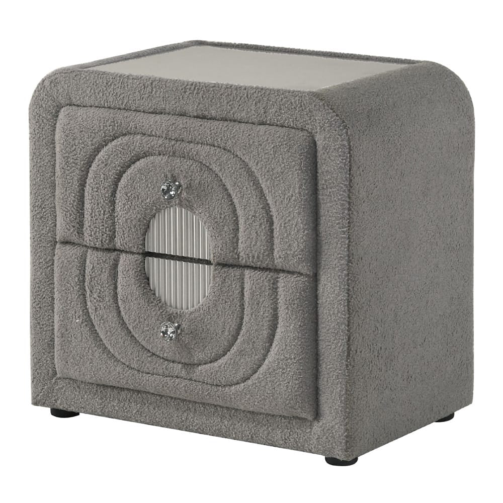 ACME Furniture - Shelyn - Nightstand - Gray Teddy Sherpa & Chrome  - BD05653 view 1