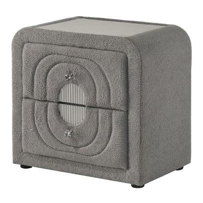 ACME Furniture - Shelyn - Nightstand - Gray Teddy Sherpa & Chrome  - BD05653 view 1