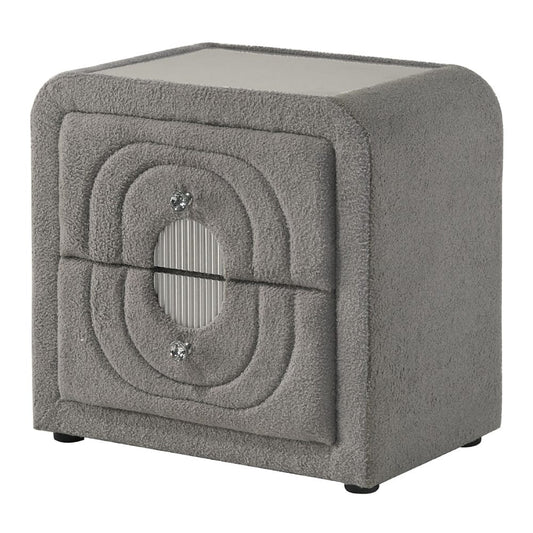 ACME Furniture - Shelyn - Nightstand - Gray Teddy Sherpa & Chrome  - BD05653 view 1