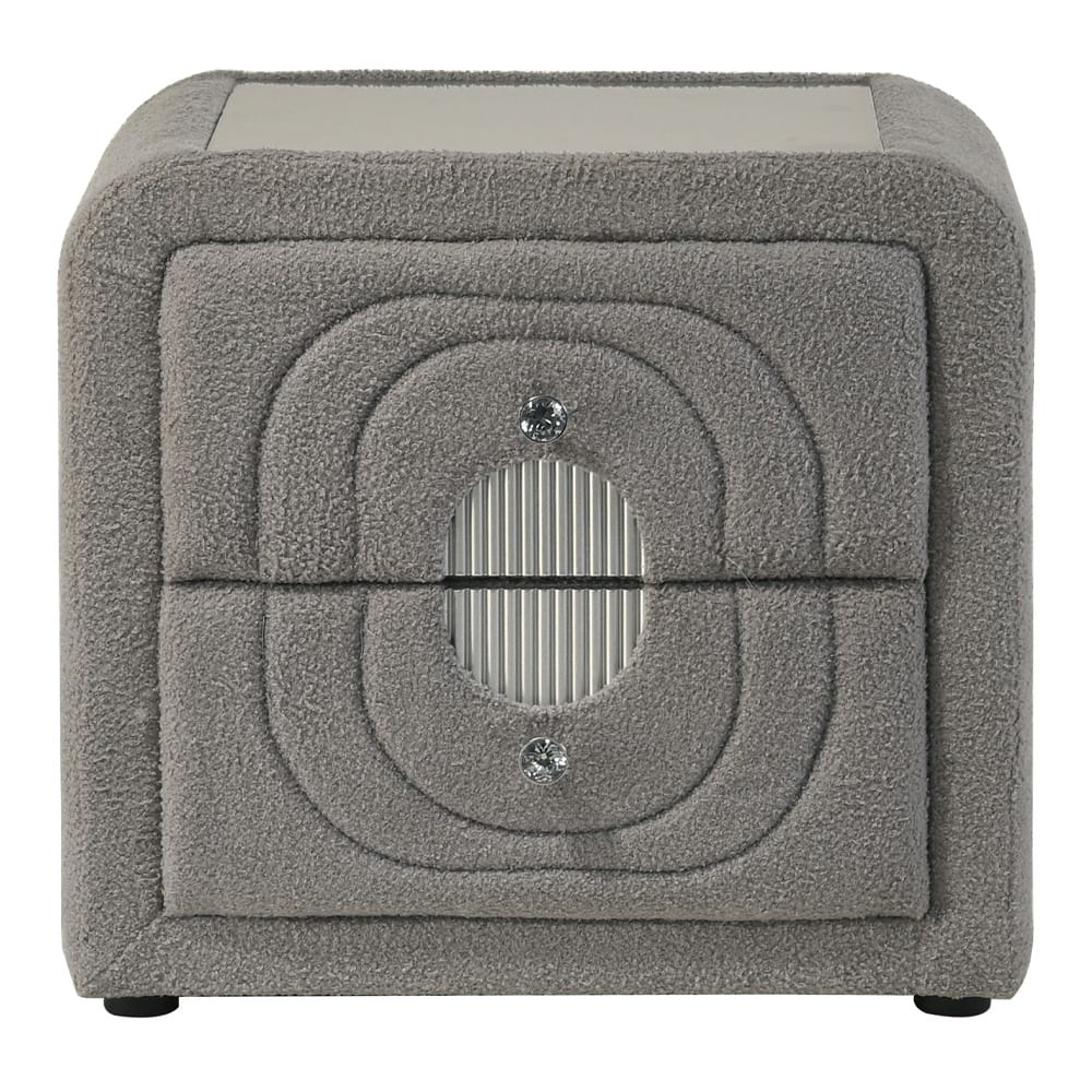 ACME Furniture - Shelyn - Nightstand - Gray Teddy Sherpa & Chrome  - BD05653 view 2