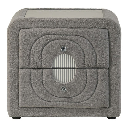 ACME Furniture - Shelyn - Nightstand - Gray Teddy Sherpa & Chrome  - BD05653 view 2