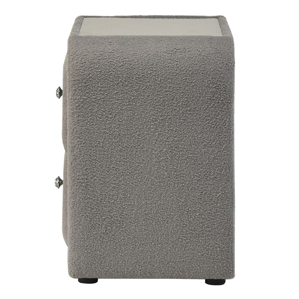 ACME Furniture - Shelyn - Nightstand - Gray Teddy Sherpa & Chrome  - BD05653 view 3