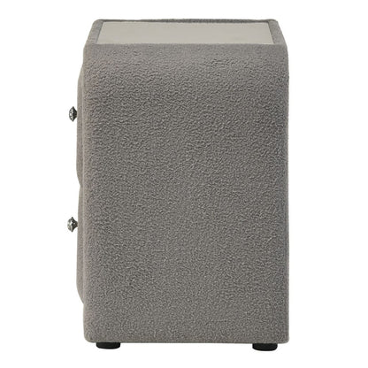 ACME Furniture - Shelyn - Nightstand - Gray Teddy Sherpa & Chrome  - BD05653 view 3