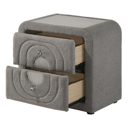 ACME Furniture - Shelyn - Nightstand - Gray Teddy Sherpa & Chrome  - BD05653 view 4