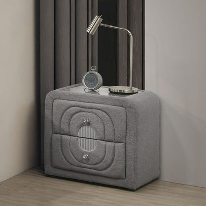 ACME Furniture - Shelyn - Nightstand - Gray Teddy Sherpa & Chrome  - BD05653 view 6