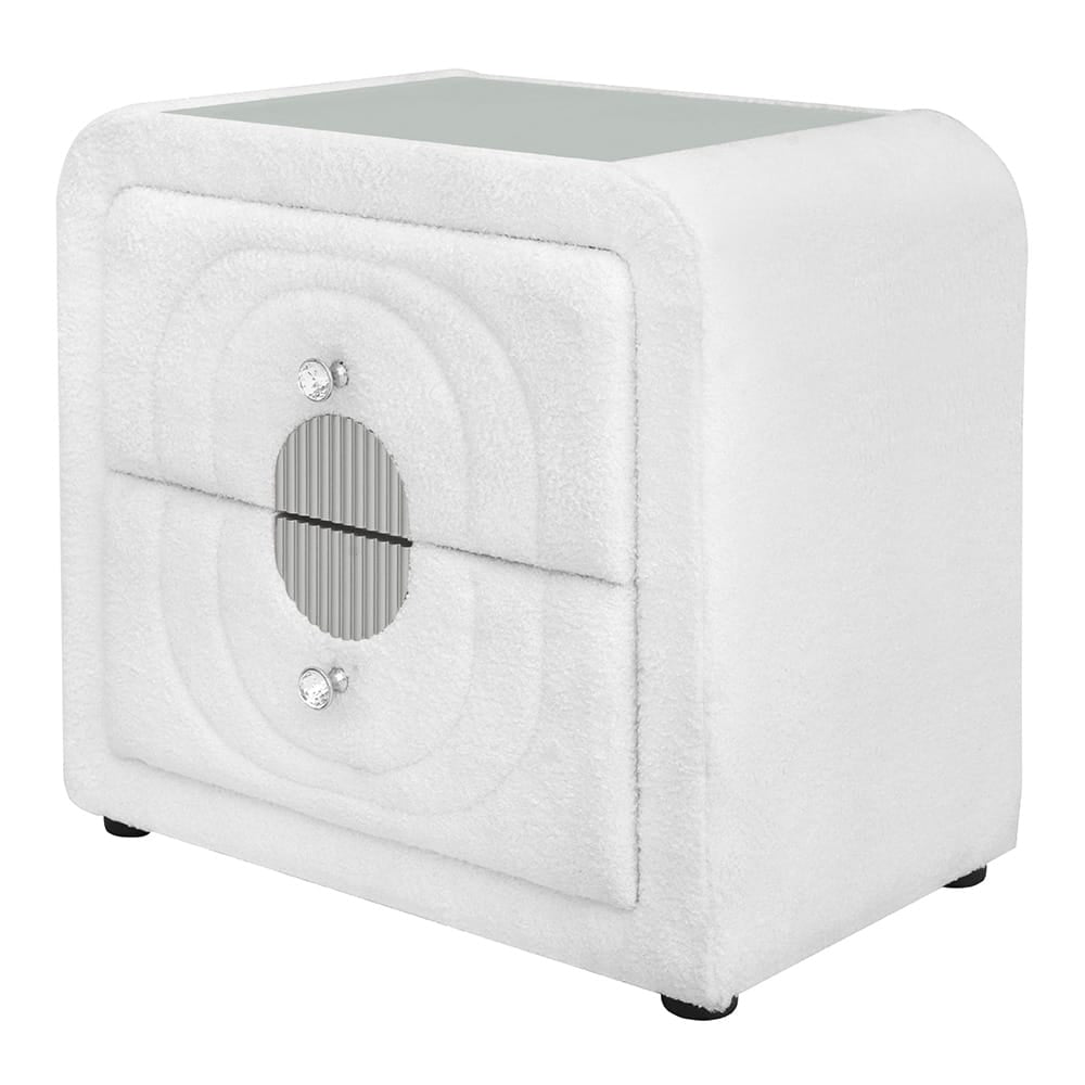 ACME Furniture - Shelyn - Nightstand - White Teddy Sherpa & Chrome  - BD04753 view 1