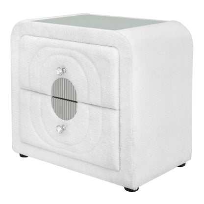 ACME Furniture - Shelyn - Nightstand - White Teddy Sherpa & Chrome  - BD04753 view 1