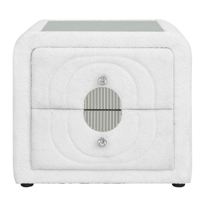 ACME Furniture - Shelyn - Nightstand - White Teddy Sherpa & Chrome  - BD04753 view 2