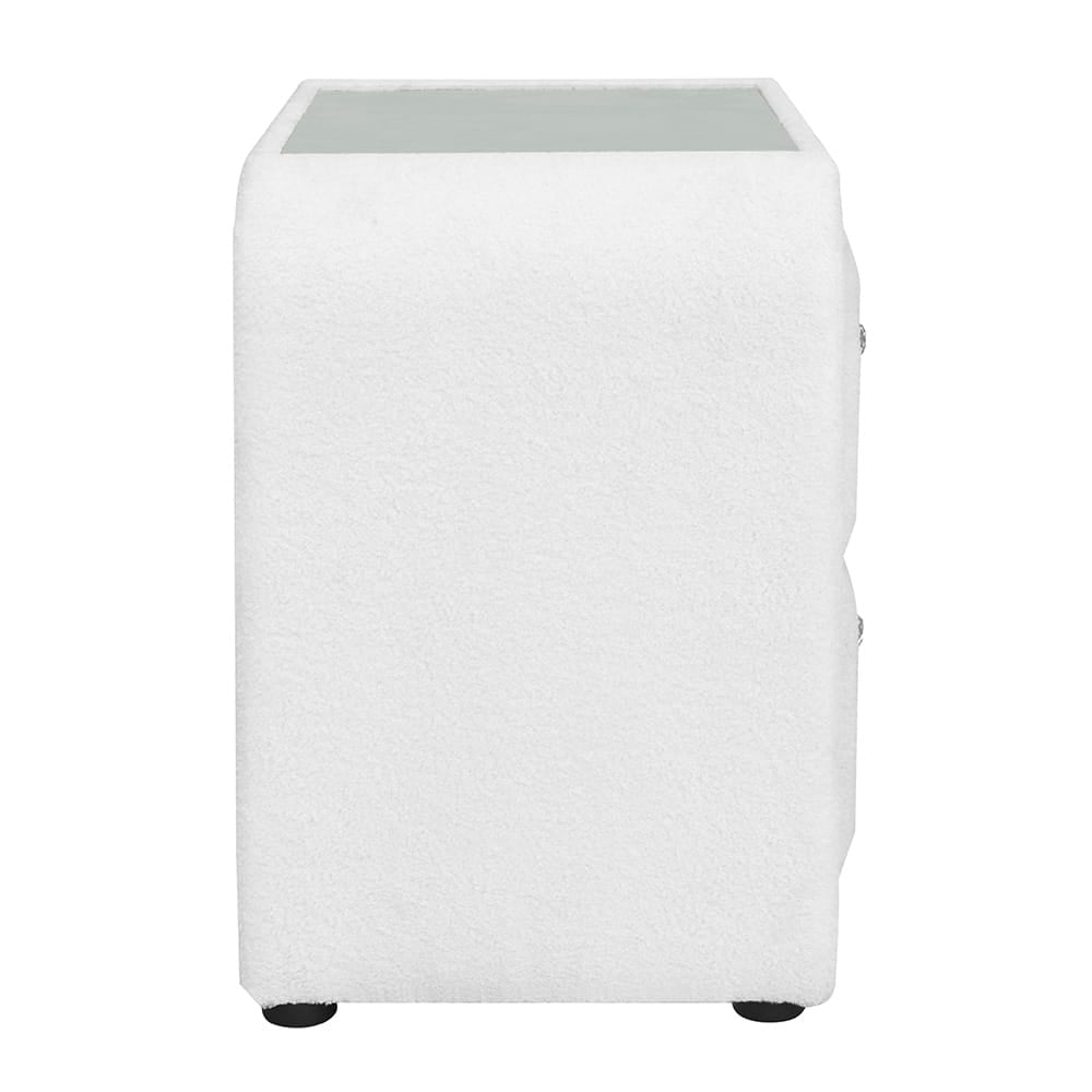 ACME Furniture - Shelyn - Nightstand - White Teddy Sherpa & Chrome  - BD04753 view 3