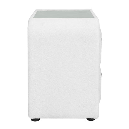 ACME Furniture - Shelyn - Nightstand - White Teddy Sherpa & Chrome  - BD04753 view 3