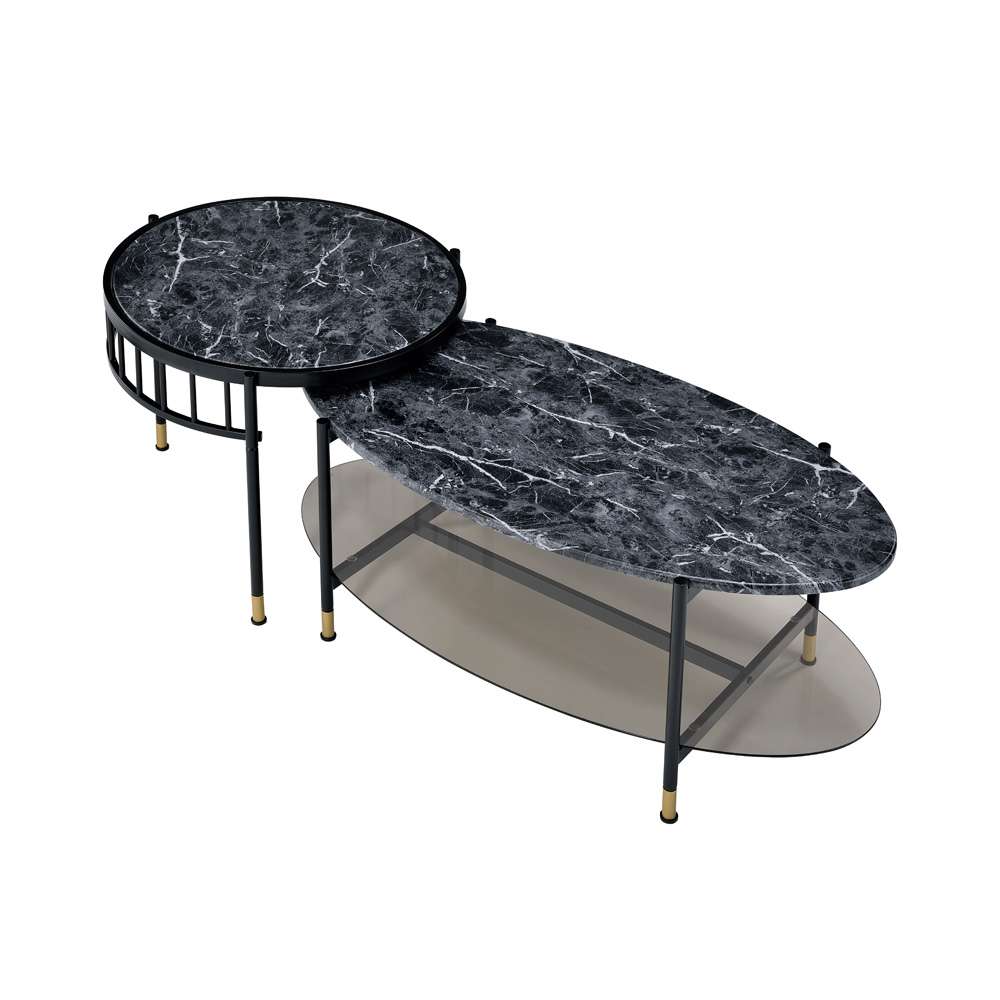 ACME Furniture - Silas Nesting Coffee Table Set - Engineering Stone Top & Black - LV01088 veiw 4