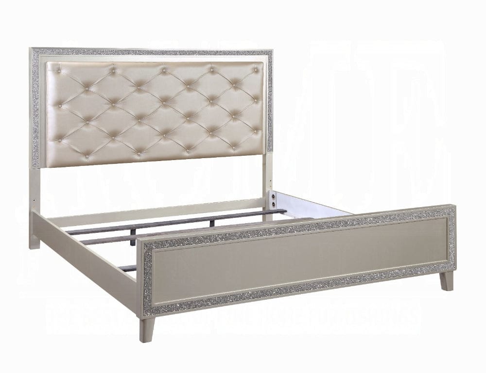ACME Furniture - Sliverfluff Eastern King Bed w/LED - Synthetic Leather & Champagne - BD00238EK view 1