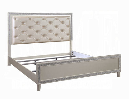 ACME Furniture - Sliverfluff Eastern King Bed w/LED - Synthetic Leather & Champagne - BD00238EK view 1
