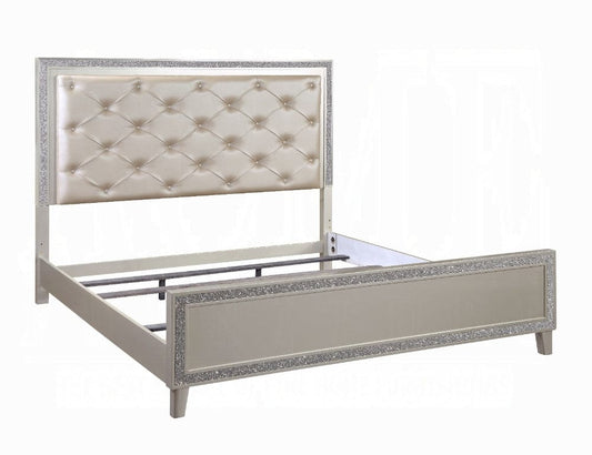 ACME Furniture - Sliverfluff Eastern King Bed w/LED - Synthetic Leather & Champagne - BD00238EK view 1