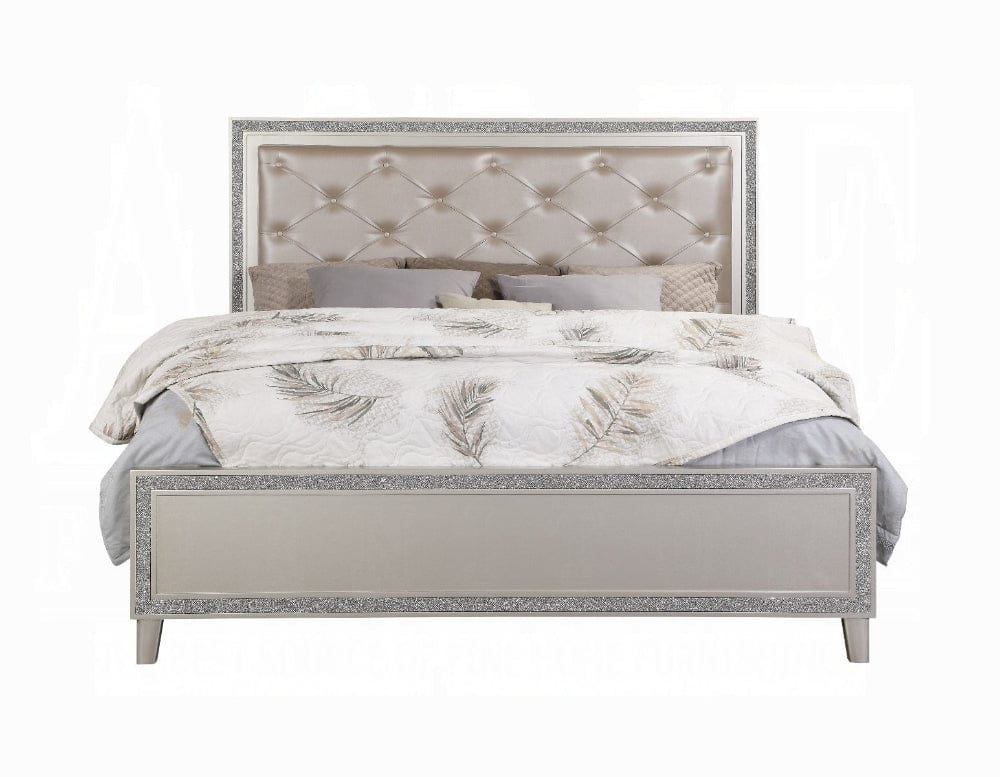 ACME Furniture - Sliverfluff Eastern King Bed w/LED - Synthetic Leather & Champagne - BD00238EK view 2