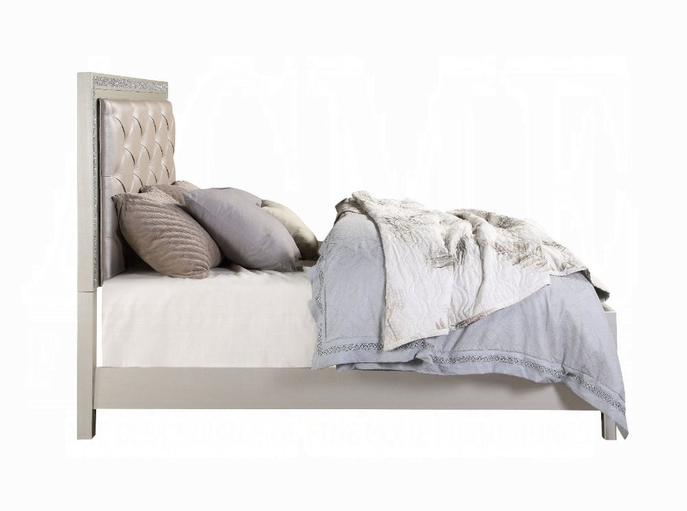 ACME Furniture - Sliverfluff Eastern King Bed w/LED - Synthetic Leather & Champagne - BD00238EK view 3