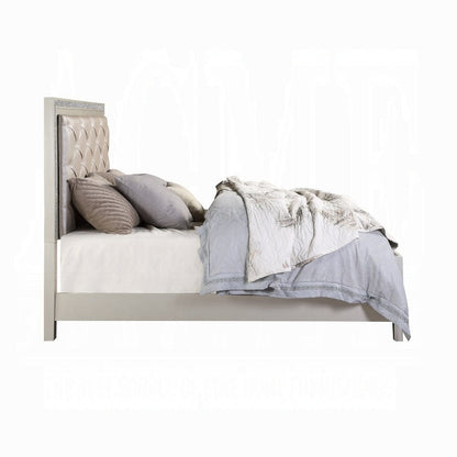 ACME Furniture - Sliverfluff Eastern King Bed w/Storage & LED - Synthetic Leather & Champagne - BD00241EK view 3