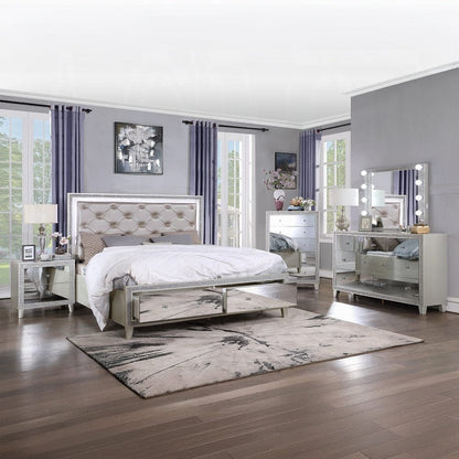 ACME Furniture - Sliverfluff Eastern King Bed w/Storage & LED - Synthetic Leather & Champagne - BD00241EK view 6