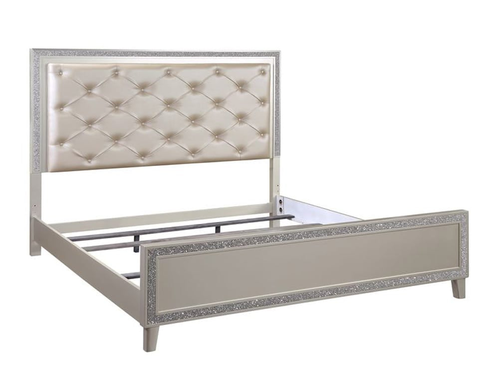 ACME Furniture - Sliverfluff - Queen Bed w/LED - Synthetic Leather & Champagne Finish - BD00239Q view 1