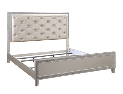 ACME Furniture - Sliverfluff - Queen Bed w/LED - Synthetic Leather & Champagne Finish - BD00239Q view 1