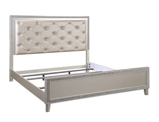ACME Furniture - Sliverfluff - Queen Bed w/LED - Synthetic Leather & Champagne Finish - BD00239Q view 1
