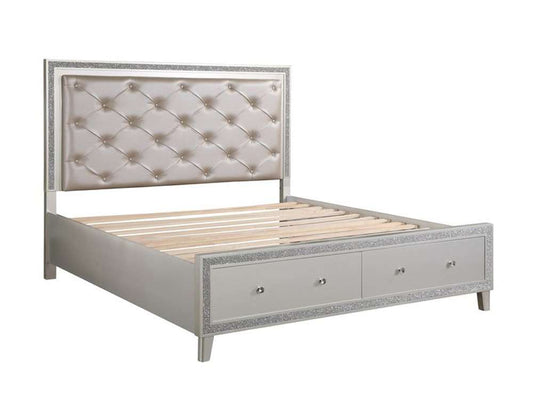 ACME Furniture - Sliverfluff Queen Bed w/Storage & LED - Synthetic Leather & Champagne - BD00242Q veiw 1