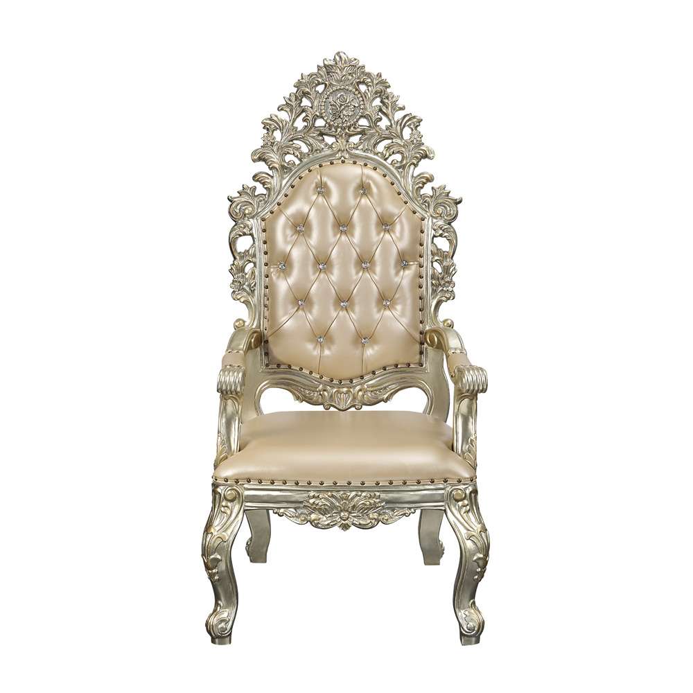ACME Furniture - Sorina Arm Chair (Set of 2) - Synthetic Leather & Antique Gold - DN01210 view 2