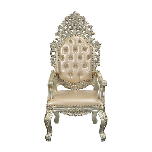 ACME Furniture - Sorina Arm Chair (Set of 2) - Synthetic Leather & Antique Gold - DN01210 view 2