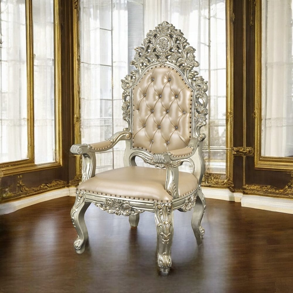 ACME Furniture - Sorina Arm Chair (Set of 2) - Synthetic Leather & Antique Gold - DN01210 view 6