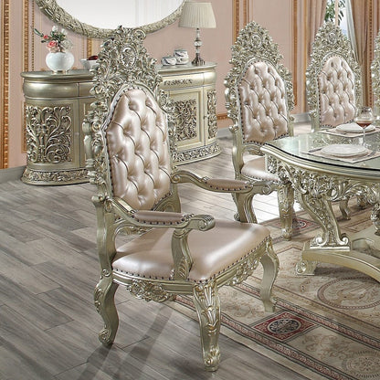 ACME Furniture - Sorina Arm Chair (Set of 2) - Synthetic Leather & Antique Gold - DN01210 view 7