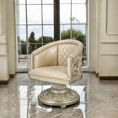 ACME Furniture - Sorina Arm Chair - Synthetic Leather & Antique Gold - DN01220 view 6