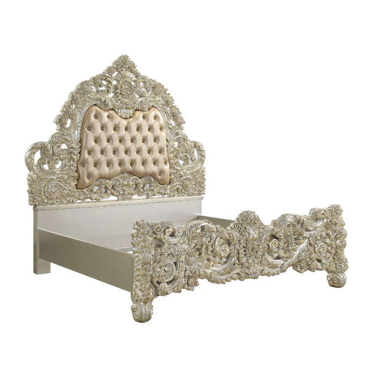 ACME Furniture - Sorina Eastern King Bed - Synthetic Leather & Antique Gold - BD01241EK veiw 1