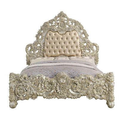 ACME Furniture - Sorina Eastern King Bed - Synthetic Leather & Antique Gold - BD01241EK veiw 2