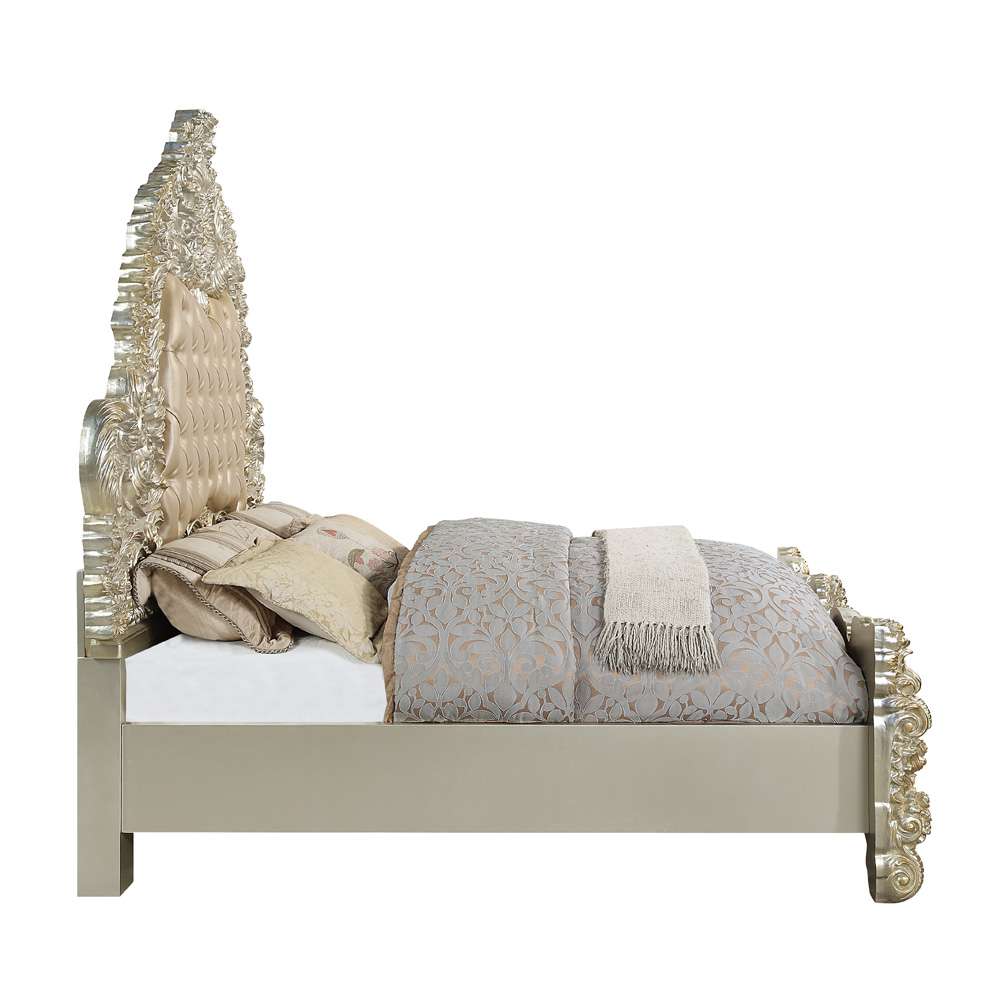 ACME Furniture - Sorina Eastern King Bed - Synthetic Leather & Antique Gold - BD01241EK veiw 3