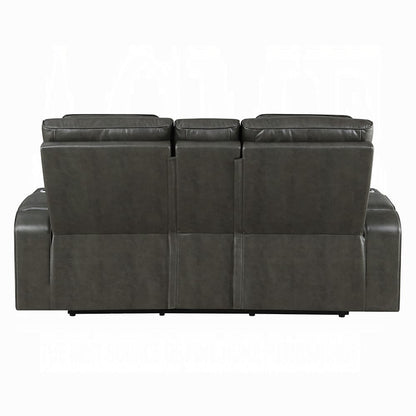 ACME Furniture - Taddeo - Power Motion Loveseat w/Console , Speaker, USB, Wireless Chaeger & LED  - Dark Gray Synthetic Leather  - LV06231 view 4