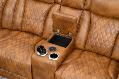 ACME Furniture - Taddeo - Power Motion Sectional Sofa w/Power Headrest, USB, Speaker, Wireless Chaeger, LED & Messager - Brown Synthetic Leather  - LV06240 view 5