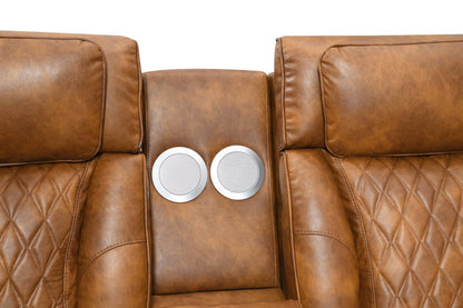 ACME Furniture - Taddeo - Power Motion Sectional Sofa w/Power Headrest, USB, Speaker, Wireless Chaeger, LED & Messager - Brown Synthetic Leather  - LV06240 view 6