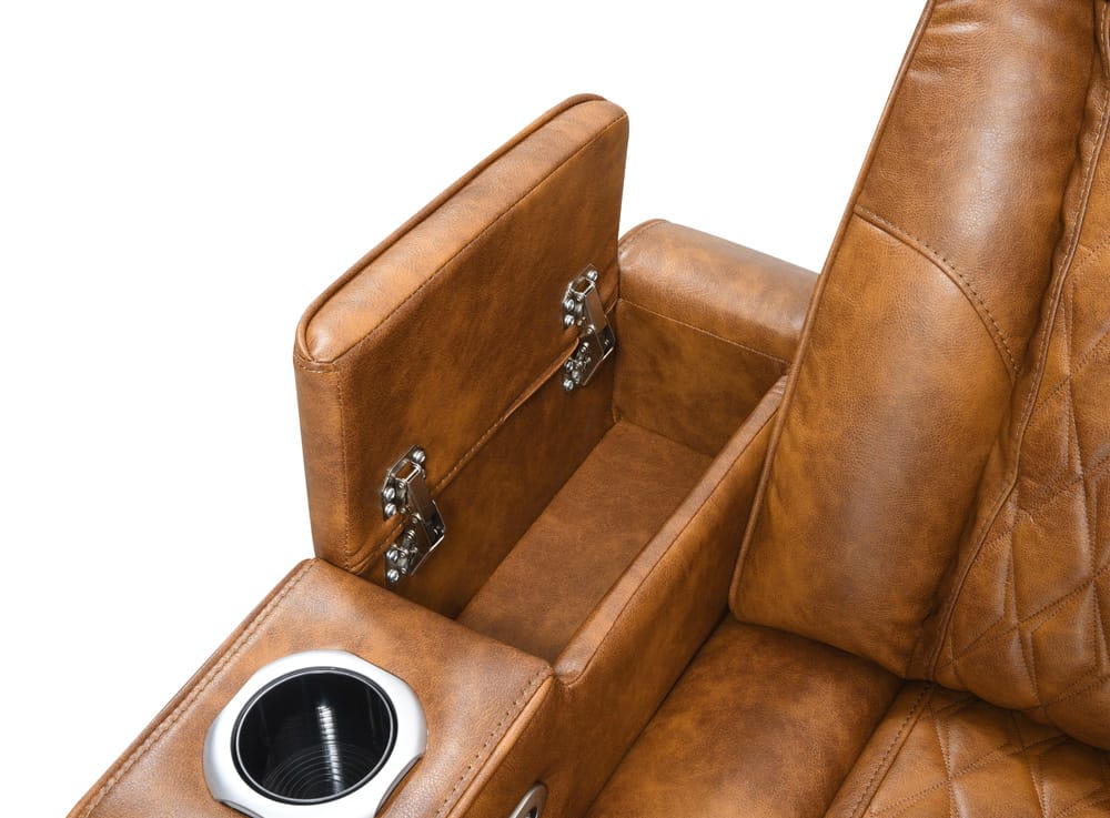 ACME Furniture - Taddeo - Power Motion Sectional Sofa w/Power Headrest, USB, Speaker, Wireless Chaeger, LED & Messager - Brown Synthetic Leather  - LV06240 view 8