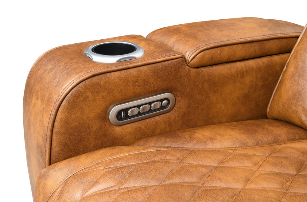 ACME Furniture - Taddeo - Power Motion Sectional Sofa w/Power Headrest, USB, Speaker, Wireless Chaeger, LED & Messager - Brown Synthetic Leather  - LV06240 view 9