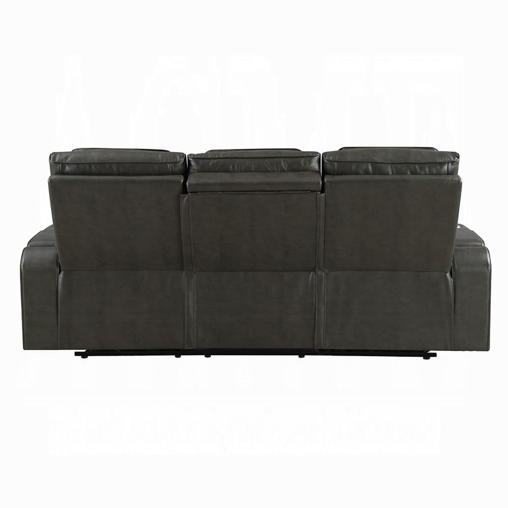 ACME Furniture - Taddeo - Power Motion Sofa w/Power Headrest, USB, Wireless Chaeger, LED & Reading Light - Dark Gray Synthetic Leather  - LV06230 view 4