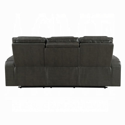 ACME Furniture - Taddeo - Power Motion Sofa w/Power Headrest, USB, Wireless Chaeger, LED & Reading Light - Dark Gray Synthetic Leather  - LV06230 view 4