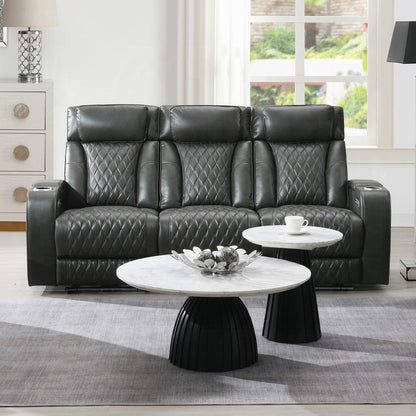 ACME Furniture - Taddeo - Power Motion Sofa w/Power Headrest, USB, Wireless Chaeger, LED & Reading Light - Dark Gray Synthetic Leather  - LV06230 view 11