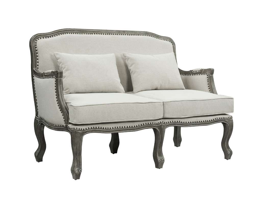 ACME Furniture - Tania Loveseat w/2 Pillows - Cream Linen & Brown - LV01131 veiw 1