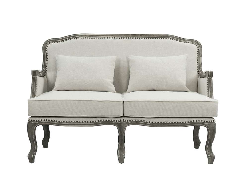 ACME Furniture - Tania Loveseat w/2 Pillows - Cream Linen & Brown - LV01131 veiw 2