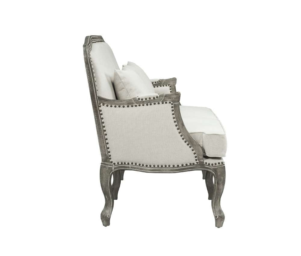 ACME Furniture - Tania Loveseat w/2 Pillows - Cream Linen & Brown - LV01131 veiw 3