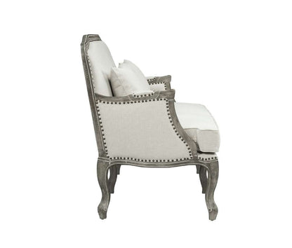 ACME Furniture - Tania Loveseat w/2 Pillows - Cream Linen & Brown - LV01131 veiw 3
