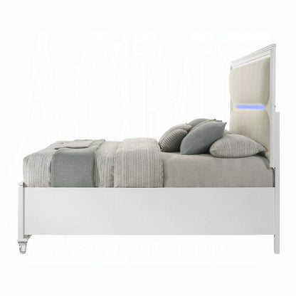 ACME Furniture - Tarian Eastern King Bed w/Storage & LED - White Boucle & Pearl White - BD02316EK view 3